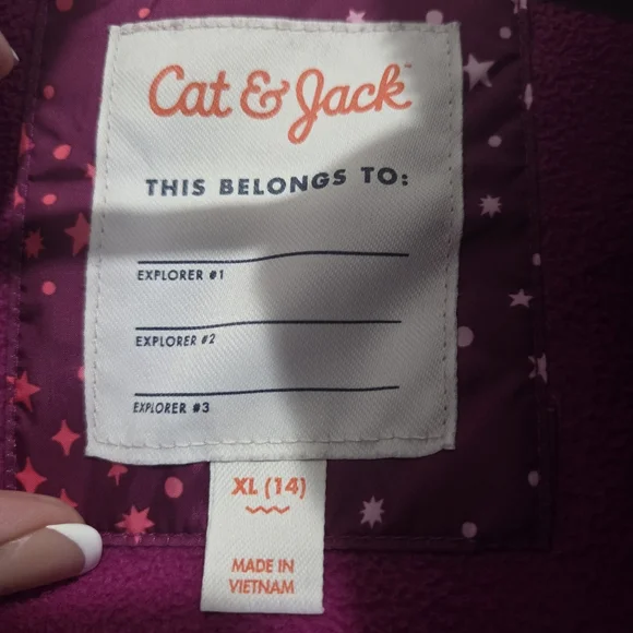 Cat & Jack Girl Magenta Star Print Heavyweight Puffer Winter Snow Jacket Sz XL - Picture 8 of 12